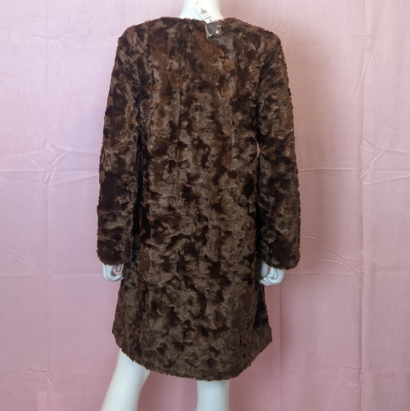 Express Brown Faux Fur Longline Coat with Pockets size Small - Picture 6 of 11